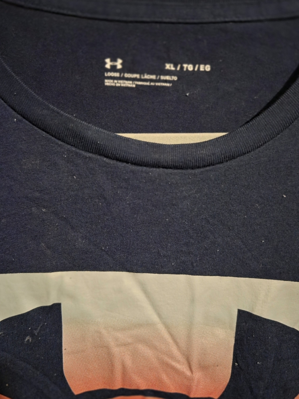 Under Armour Navy Short Sleeve Tee with Red Logo Graphic - Picture 2 of 3
